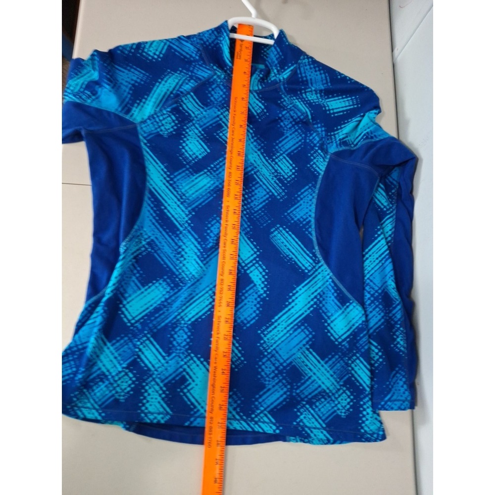 Athleta Blue Print 1/2 Zip Pullover‎ Sweatshirt Womens Large Digital Geometric - Picture 7 of 8